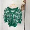 Women's Knits Colorfaith SWC5413JX 2024 Checkered Korean Fashion Knitting Cardigans Women Sweet Spring Summer Elegant Chic Lady Short Tops