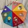 Parapluies dessin animé Anime une pièce entièrement automatique parasol parasol ensoleillé pliant colle noire crème solaire