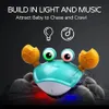 Frawing Crab Baby Toys z muzyką LED LED UP Zabawki muzyczne dla malucha automatycznie Unikaj przeszkód interaktywnych zabawek dla dzieci 240129