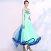 Sahne Wear Waltz Modern Dans Elbisesi Balo Salonu Büyük Sling Çıkartma Uzun Kollu Rhinestone Rekabet