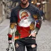 Kadın Tişörtleri Noel Üstleri 3D Baskı Yaz Erkekler T-Shirt Sıradan Uzun Kollu Büyük Boyut Moda Külot Traend Erkek Giyim