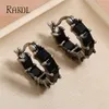 Hoop Earrings RAKOL Premium Black Square Zirconia For Women Fashion Geometry C Shape Earring Party Daily Ear Accessories