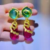 Hoop Earrings AENSOA Exaggerated Big Crystal Water Drop Metal For Retro Geometric Green Purple Resin Earring Women Vintage