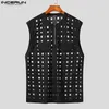 Uomo Canotte Scava Fuori Cerniera O-Collo Senza Maniche Streetwear Sexy Gilet Casual Coreano Moda Uomo Abbigliamento S-5XL INCERUN 240202