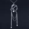 Dingle örhängen linjer flicka porträtt s925 nål pärla lång tofs abstrakt hyperboll personlighet kvinnor smycken gåva