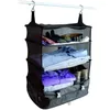 Storage Bags 3-Shelf Portable Bag Mesh Travel Shelves Suitcase Packing Cube Collapsible Hanging Closet Luggage Organizer