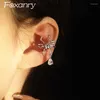 Foxanry – boucles d'oreilles à dos pour femmes, Clip araignée anti-allergie, Design créatif à la mode, pendentif en Zircons blancs, bijoux de mariée de mariage