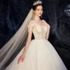 Cristaux arabes perlés robes de mariée hors épaule pure longue train tulle pailleté robe de bal princesse vestido de novia mariée Boho pays mariée robes de réception