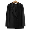 4xl grande taille Blazer femmes vêtements ample col sur mesure longue veste de costume décontracté mode noir Double boutonnage vêtements d'extérieur automne 240130