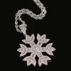 Halsband Uwin Snowflake Pendant Baguetter AAA Zircon Bling Full Iced Out Necklace Rock Hip Hop Punk Style Jewelry Gift Bling