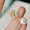 Colliers Meibapj 1010,5 mm Entaire d'eau douce Perle Fashion Flower Pendant Collier 925 STERLING Silver Fine Wedding Jewelry for Women