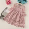 Abiti da ragazza Abito primaverile Bambini per ragazze Abbigliamento casual in cotone Abiti ricamati in pizzo 3-8T Abiti a maniche lunghe a fiori