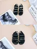 baby zomer sandaal schoenen zwarte kleur kind meisjes mode pantoffels echt leer vamp letter ontwerp kinderschoen