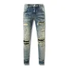 Jeans firmati per pantaloni da uomo Jeans viola Street Hole Star Patch da donna Amirs Star ricamo denim stretch pantaloni slim-fit True Jeans Y2 839