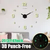 Duvar Saatleri 27/37/47inch Aydınlık Büyük Saat İzle Horloge 3D DIY Akrilik Ayna Çıkartmaları Kuvars Klock Modern Sel Mute Home Deco
