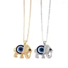 Pendentif Colliers 1pc Elephant Turquie Evil Eye Collier Femmes Hommes Tendance Rétro Lucky Blue Pull Mignon Animal Clavicule Chaîne Bijoux De Mariage