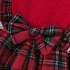 Abiti da ragazza Prowow 4-7Y Ragazze Natale per bambini Abito scozzese a maniche lunghe con fiocco Abiti per bambini