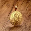 Collane con ciondolo Vnox Collana Madre di Dio Gioielli cristiani in acciaio inossidabile color oro di alta qualità