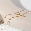 Dainty Gold Necklace Women Girls Opal Necklace Double Leaer Chain Simple Clavicle ChainNecklace Clavicle Chain Jewelry252J