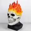 Fontes de festa Halloween Ghost Rider Crânio Máscara Facial Chama Vermelha e Azul Todos os Acessórios de Roupas COSPLAY de Látex