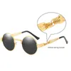 Gothic Steampunk Sunglasses Men Women Vintage Metal Round Sun Glasses Brand Designer Fashion Goggle Mirror High Quality Uv400 230920