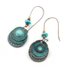 Boucles d'oreilles pendantes antiques bohème longues rondes turquoise géométriques pour femmes bijoux de fête d'anniversaire