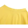 Kjolar 2024 vår sommar avslappnad kvinnor midi kjol gul fast färg hög midja skola retro vintage 50 -tal 60 -tal bomullsbanan pinup