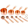 Outils de mesure Tasses et cuillères en cuivre, lot de 9 : acier inoxydable plaqué cuivre EXTRA ROBUSTE de qualité supérieure.