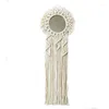 Tapissries Bohemian Macrame Wall Hanging Decorative Mirror Handmade Woven Mandala Tapestry For Home Living Room Decor