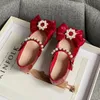 Soft Kids Fashion Girls Mary Jane Shoes Bow with Pearls Versatile Simple Children Casual Shoes Platform Moccasin Shoes 240124