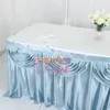 Jupe de Table en soie glacée bleu ciel, draperie supérieure Swag, pour Banquet, mariage, jupe, événement, fête, décoration de noël