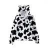 Women's Hoodies Kids Black White Cow Hoodie Sweatshirt Cartoon Boys Girls Jacket Coat Teen Clothes Autumn Winter