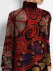 Damen-Bluse in Übergröße, unregelmäßiger Saum, Herbst- und Wintermode, Retro-Langarm-T-Shirt, Rollkragen, lässig, locker, asymmetrisches Oberteil 240123