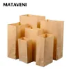 100pcs Kraft Paper Bag Bags Candy Cookie Bread Nuts Bag for Biscuits Snack Baking Package Supplies T200115235V