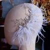 Haarspeldjes Witte Veren Hoofdband Tiara Mode Kristal Clip Bruiloft Bruidsaccessoires Ornamenten Voor Bruid Feest Hoofddeksel