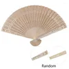 Decorative Figurines Vintage Chinese Style Folding Fans Hollow Carved Bamboo Hand Fan Wedding Party Classical Dance Props Home Decor Crafts