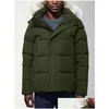 Mens Down Parkas Hiver Fourrure Parka Homme Jassen Chaquetas Vêtements d'extérieur Wolf Fourrure à capuche Manteau Wyndham Canada Veste Manteau Hiver Doudo Otirw