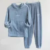 Mulheres sleepwear mulheres inverno flanela pijama conjunto de lã pijamas homewear grosso quente veludo feminino lounge wear outono nightwear ternos