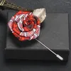 Brooches Tailor Smith Fabric Flower Brooch Metal Lapel Pins Fashion Luxury Casual Designer Suit Stick Pin With Leaf