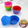 Pişirme Kalıpları 1/6 PCS Silikon Kek Küfü Yuvarlak Şeklin Muffin Cupcake Kalıpları Mutfak Pişirme Bakeware Maker DIY Dekorasyon Araçları