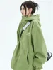 Women's Jackets QWEEK Y2K Green Windbreaker Jacket Women Hip Hop Techwear Black Waterproof Coat Oversize Harajuku Street Boyfriend Red