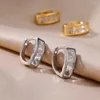 Hoop Ohrringe Luxus Zirkon Für Frauen Retro Elegante Edelstahl 2024 Trend Weibliche Hochzeit Band Schmuck Aretes