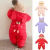 Born Baby Gewatteerde Jumpsuit Jongens En Meisjes Plus Fluwelen Dikke Cartoon Romper Baby Peuter Plus Katoenen Kleding Herfst En Winter 240202