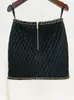 Skirts HIGH STREET 2024 Designer Fashion Women's Grid Artificial Leather Chains Embellished Mini Skirt