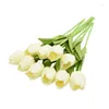 Flores decorativas 5/10 piezas Tulipanes artificiales Bouquet Real touch espuma flor para decoraciones de bodas nupciales decoración del hogar