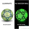 Bollar Style Glowing Football Reflective Nightlight Size 4 5 Pu Non Slip Ball ADT and Childrens Training Drop Delivery