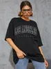 Magliette da donna Magliette stampate di Los Angeles City Street Camicia oversize ampia da donna Manica corta in cotone di alta qualità Traspirante estiva