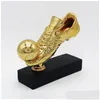 Decorative Objects Figurines 29Cm High Football Soccer Award Trophy Gold Plated Champions Shoe Boot League Souvenir Cup Gift Custo Dhecq