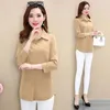 Women's Blouses Korean Solid Color Casual Ladies Clothes 2024 Spring POLO Collar Tops Women Single Breasted Long Sleeve Shirt