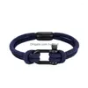 Bracelets de charme Mkendn Bracelet de corde à double brin nautique personnalisé pour hommes avec fermoir à boulon boucle magnétique en acier inoxydable Drop Del Dhdti